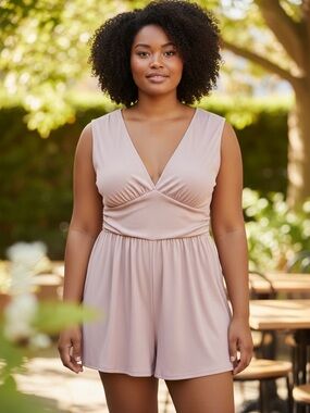 Cider Ribbed Romper in Dusty Pink